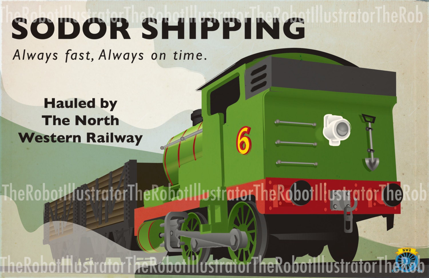 Vintageesque Sodor Railway Poster 2 by TheRobotIllustrator on Etsy