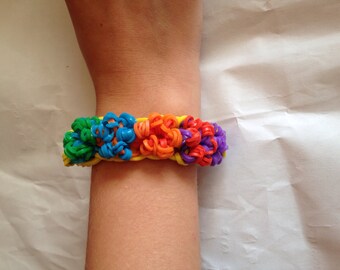 Multi-coloured flower loom band bracelet