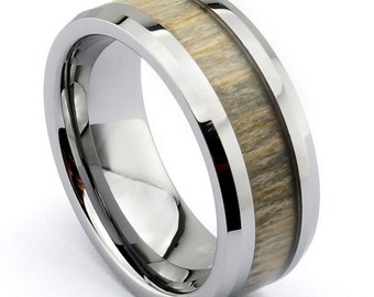 ... ring, mens wedding band, wood inlay tungsten carbide wedding band