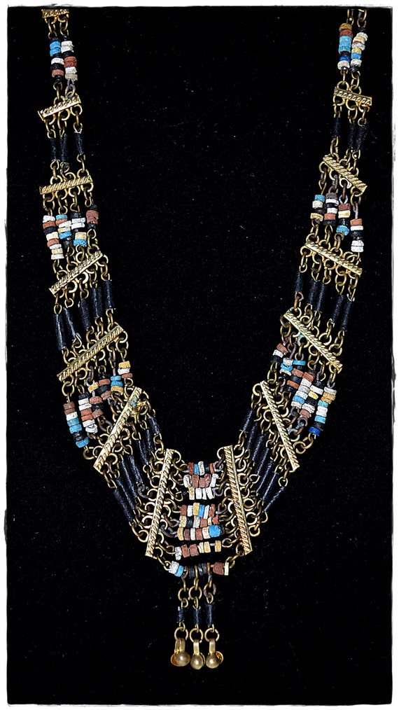 Vintage Egyptian Faience Clay Beads Necklace Black by DodiesDrawer