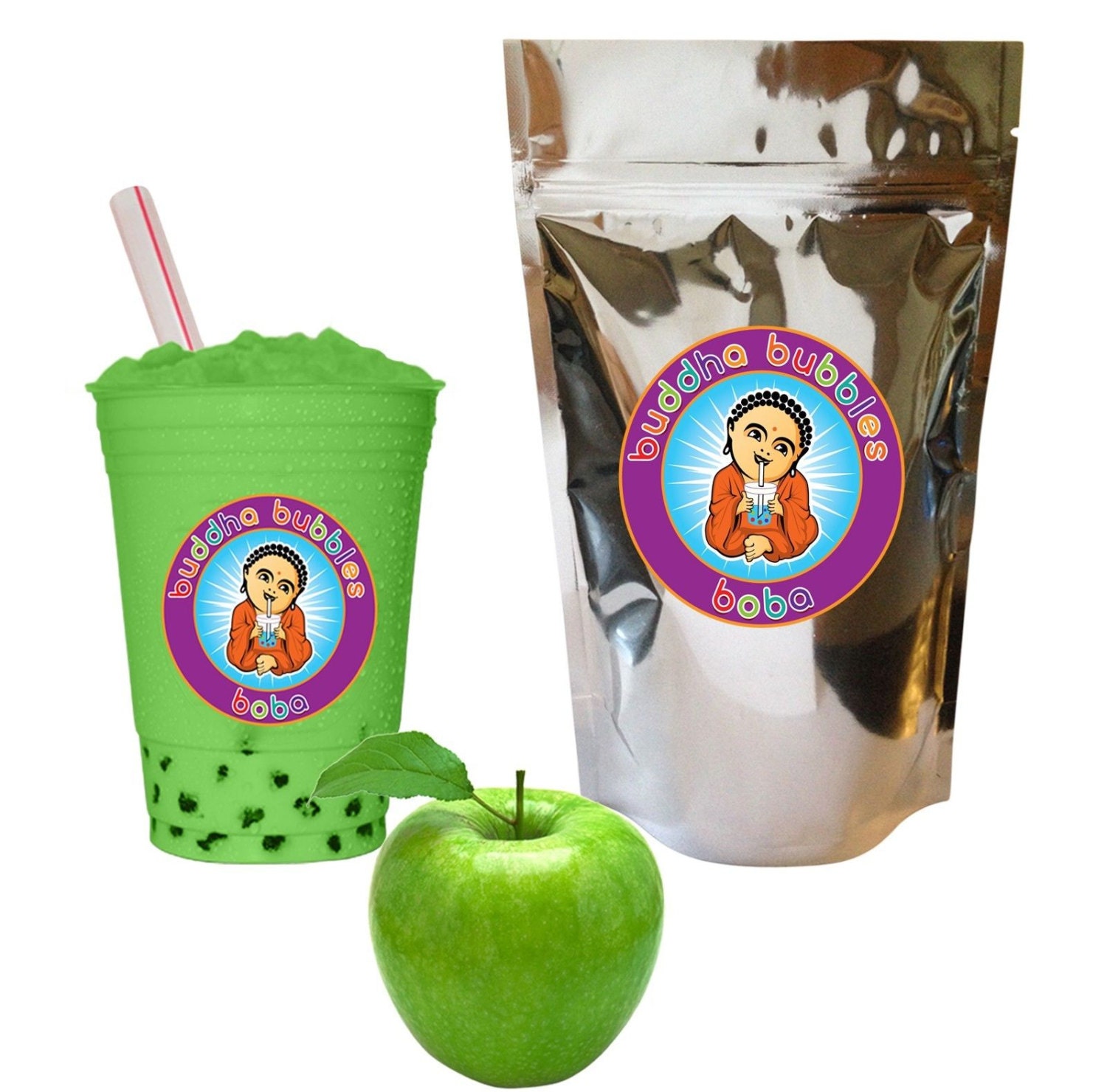 10oz Green Apple 10 Drinks Boba / Bubble Tea Powder Mix Buddha