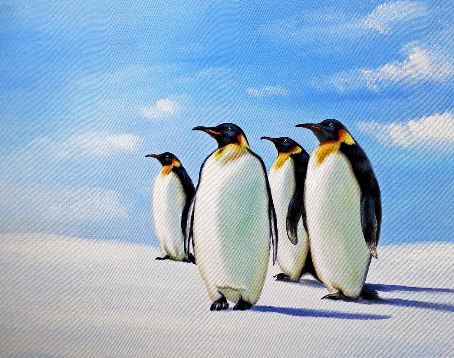 Penguin / Wildlife Original Oil Painting 18x22 by schildsart