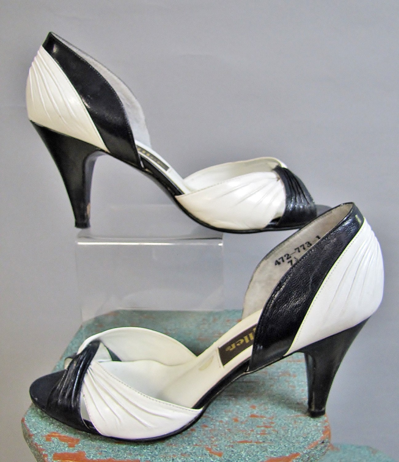 Vintage 1970’s 1980’s Black & White I. MILLER LEATHER High Heel Shoes — free download
