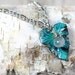 Dew Drop Necklace Rainbow Moonstone on Verdigris Brass Leaf Sterling Silver Plated 18 inch Chain Turquoise