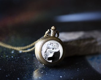 Personalized Long Bronze Photo Pocket Watch Necklace / Locket / Pendant - Customized with Your Photograph - Custom Gift for Wife, Mom