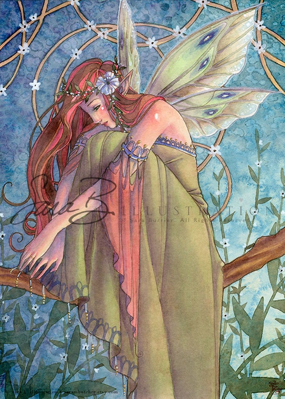 Fairy Art Print Celtic Irish Fairy With Flowers Irish Fairy Fairy