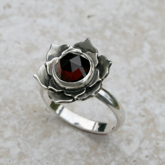 Lotus flower sterling silver ring - Fine Silver Cocktail Ring