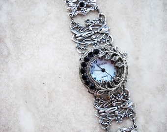 Women watches Gothic watch gothic jewelry Silver bracelets Women small face watch Silver filigree wrist watch bracelet