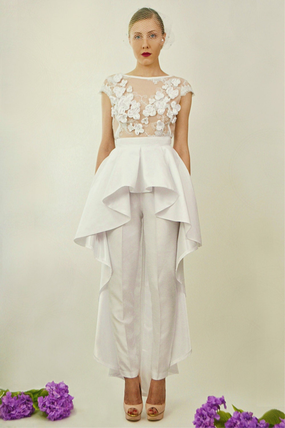 Wedding Bridal Jumpsuits bridal jumpsuit etsy giselle two piece jumpsuit