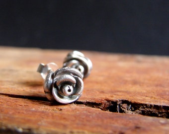 Rose Post Earrings Sterling Silver Studs Botanical Jewelry Flower Earrings Valentines Jewelry