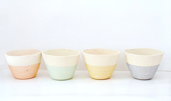Powder room decor, Office storage, Planter basket, Fruit cotton bowl, Bread basket bowl, Beach house decor, Aqua mint decor, Rope basket