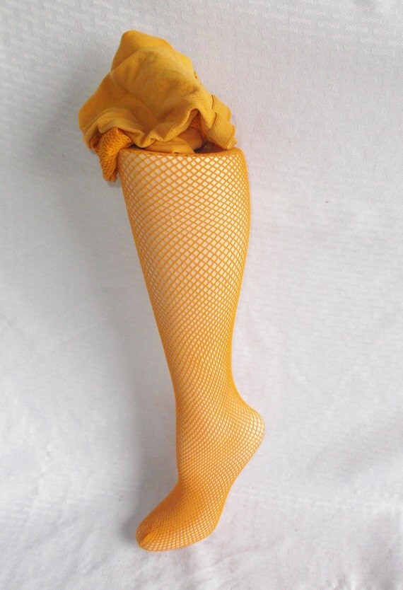 orange fishnet tights