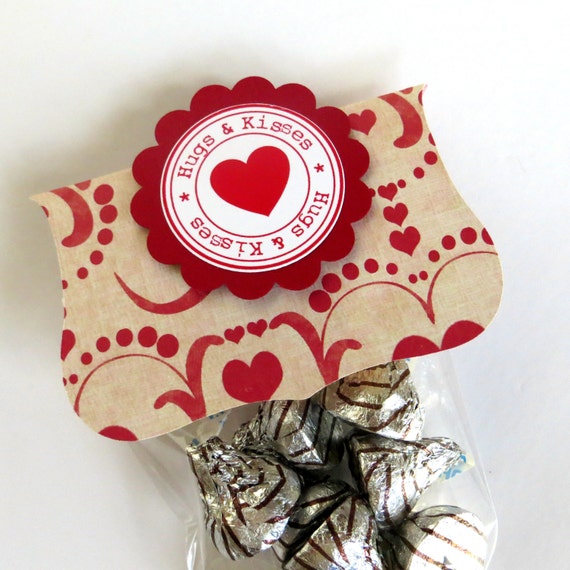 Valentine's Day Treat Bag Toppers Hugs and Kisses Set