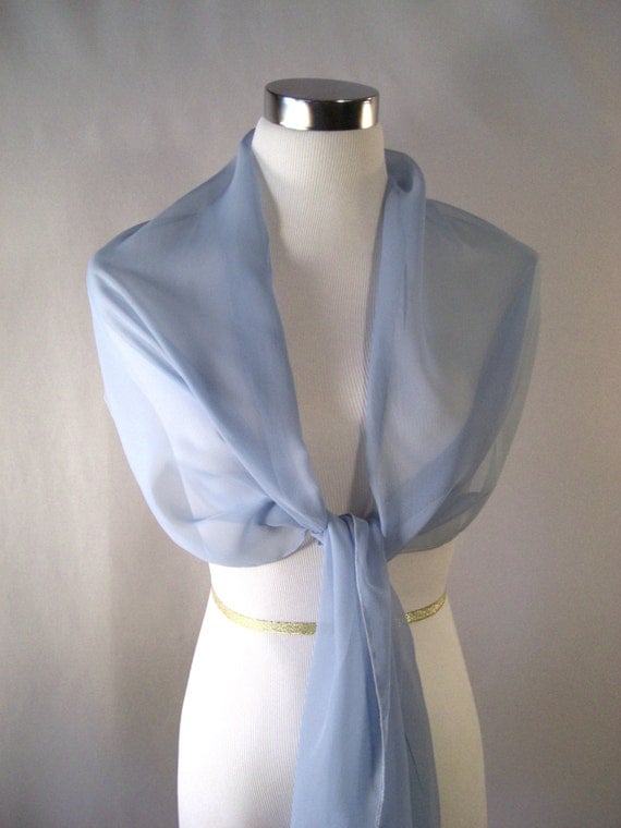 Sky Blue Evening Wrap Shawl Scarf Stole One by JoLindsDesigns