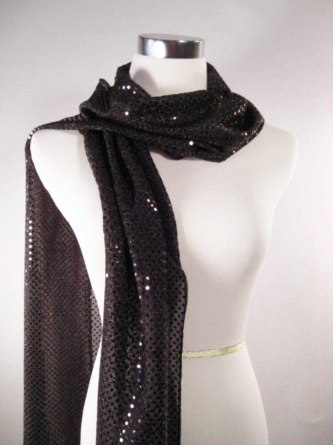 Holiday Black Party Scarf Scarf Black Sequin Scarf