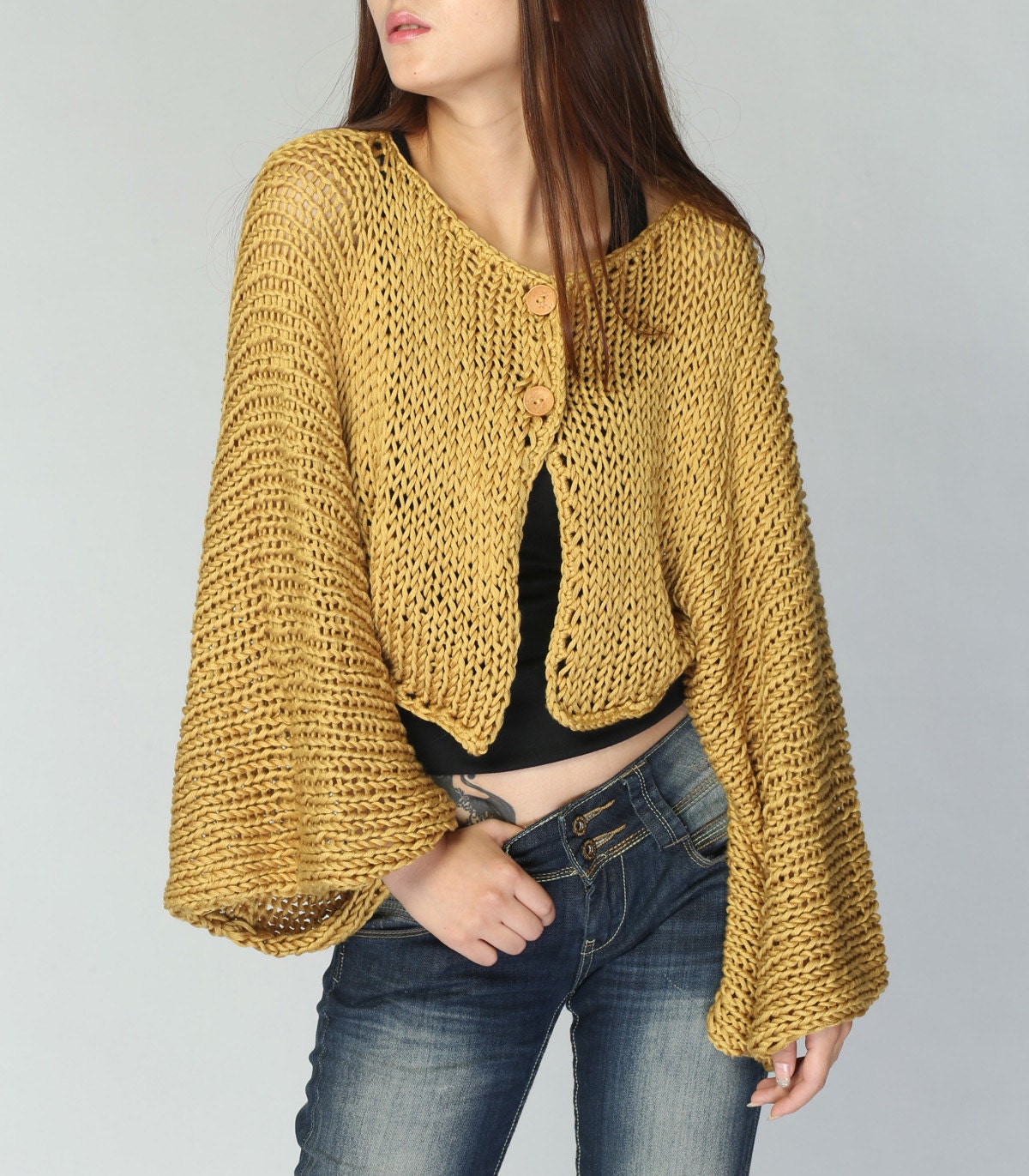mustard kimono jacket