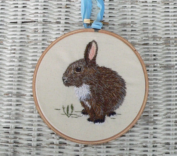 Items similar to Hand Embroidered Bunny Rabbit Hoop Art on Etsy