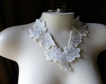 Ivy Lace Applique made in USA in Ivory Venise Lace for Bridal Sashes, Straps, Headbands, Sashes AM 24