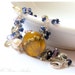 Amethyst and Sapphire Bracelet with handmade flower charm - Rose Jaune