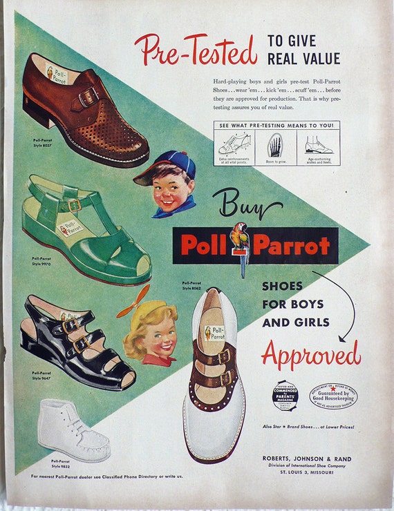 1949 ad Poll Parrot shoes children kids by ArcaniumAntiques