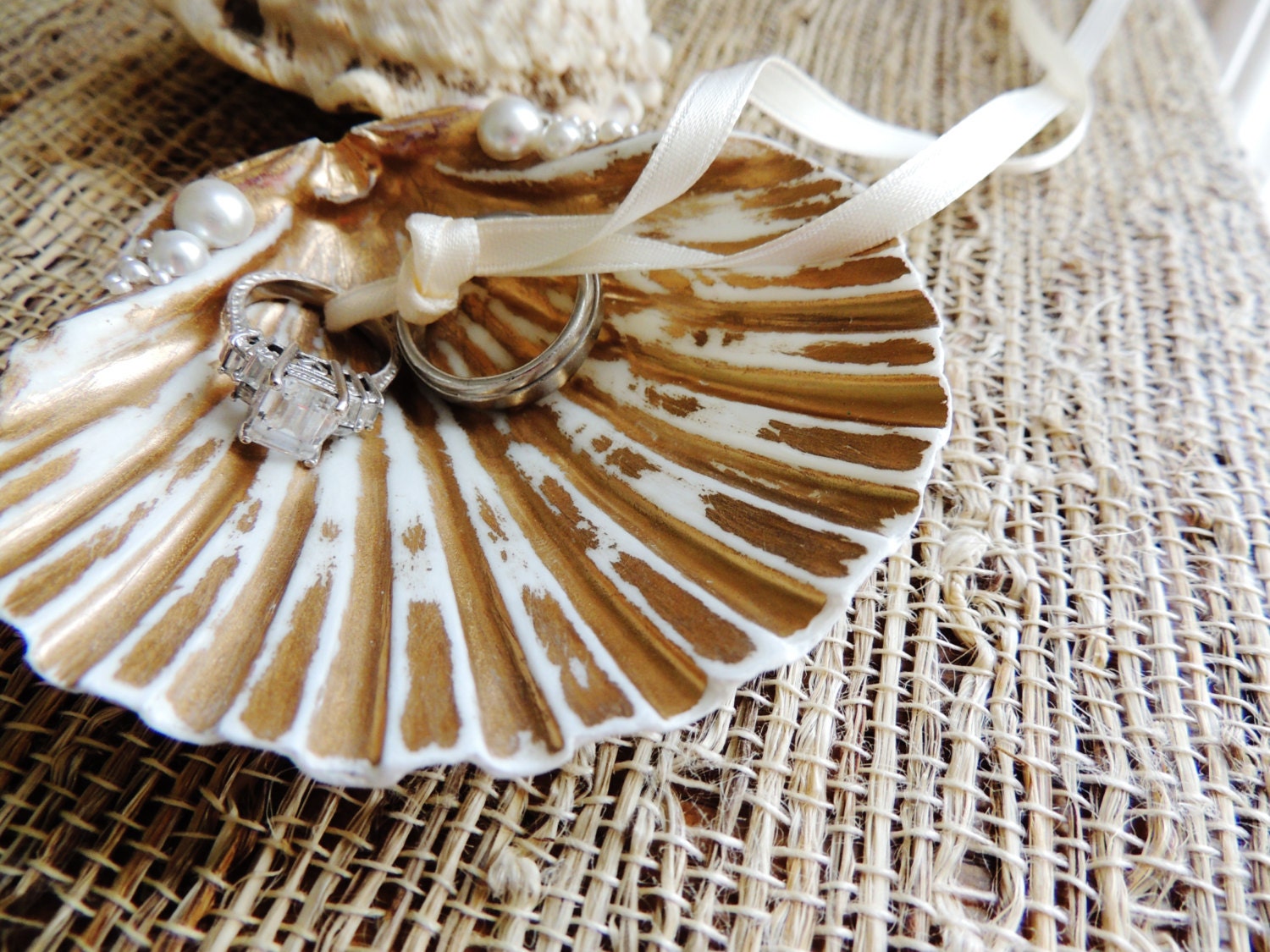 Sea Shell Ring Bearer Wedding Ring Holder Bowl Dish Ring
