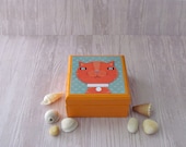 Tabby CAT Wood Box - Wooden Animal Keepsake Boxes -  Kitten themed Tooth Fairy Box - Cat Jewelry Box