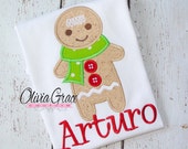 Boys Gingerbread Girl, Christmas Winter Embroidered Applique Shirt or Bodysuit Il_170x135