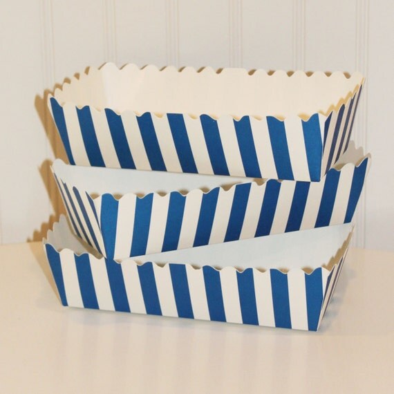 Paper Food Tray 5 Blue Stripe Food Trays Hot Dog Tray