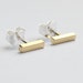 Gold Bar Stud Earrings - Minimalist Cartilage And Second Hole Studs - Modern Small Square Line Ear Bars - Gift Under 50 - Hook and Matter