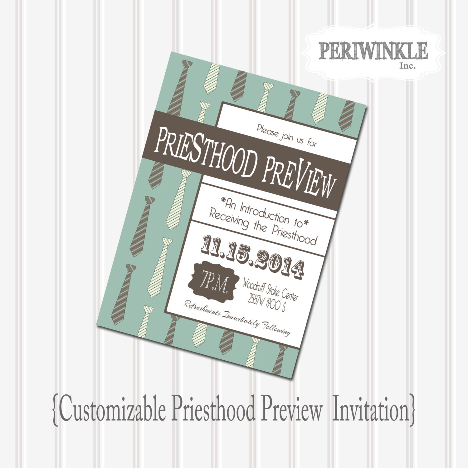 LDS Priesthood Preview Printable Invitation 5x7 or 4x6