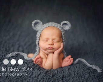 Newborn photo prop, newborn hat, newborn boy, newborn girl, newborn props, Newborn bonnet with ears. Available in over 50 colors