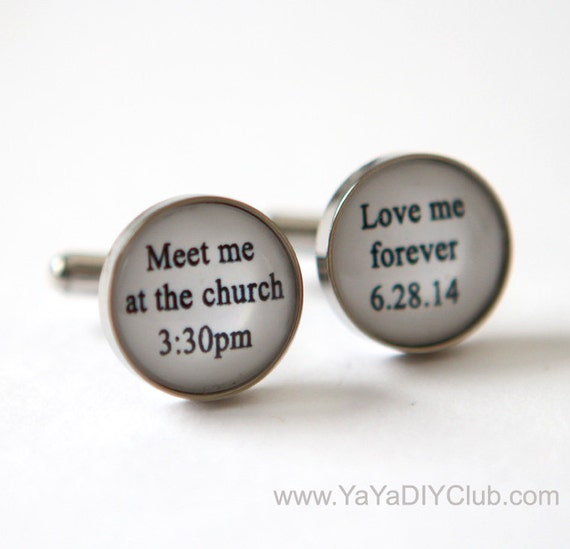 Bride to Groom Gift idea, Bride to Groom Gift, Groom Cuff Links, Personalized Cuff Links Wedding Cuff links - meet me at the church