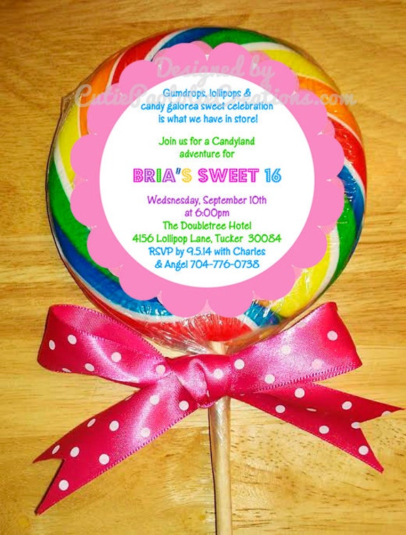 Lollipop Birthday Invitation, Printable or Printed Invite Il_570xn