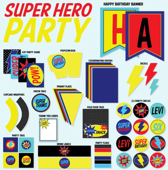 Super Hero Party PRINTABLE Birthday Kit by Love The Day Il_570xn