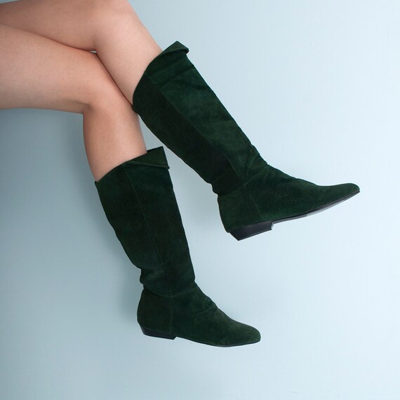 emerald green thigh high boots