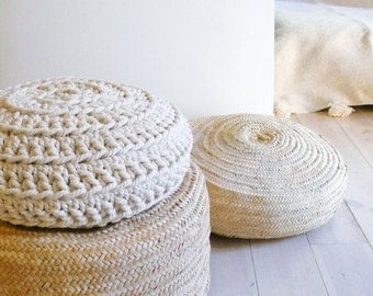 Floor Cushion Crochet - Thick Cotton - Ecru