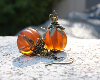Pumpkin Earrings Halloween Earrings Harvest Jewelry Thanksgiving Earrings Jack O Lantern Fall Earrings Autumn Earrings Orange Earrings 026