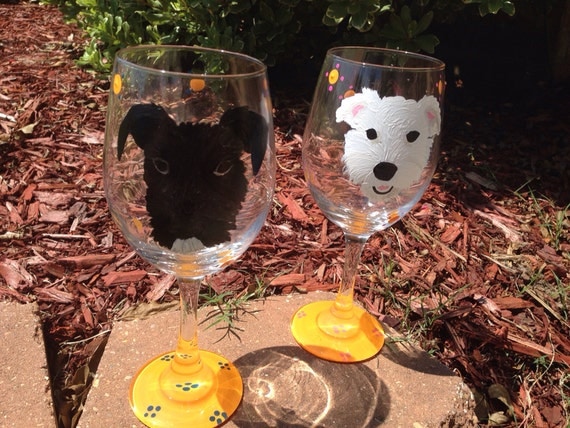 Giant Schnauzer Dog Lover Animal Lover Miniature schnauzer mini schnauzer dog Custom painted pet wineglass