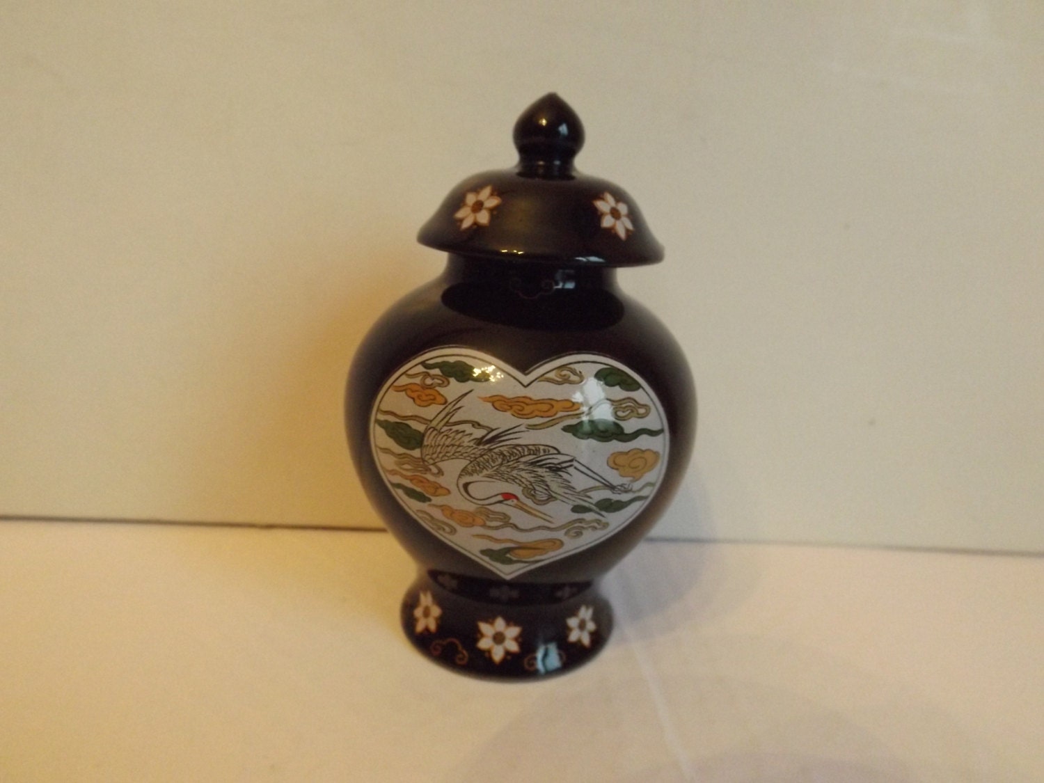 Sale Japanise small vase with lid .Vintage Sale Table