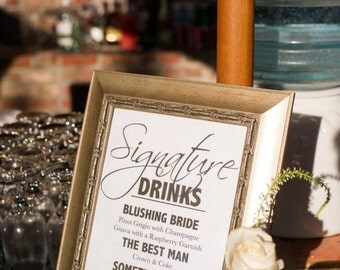 Wedding Signature Drink Sign, Wedding Signature Cocktail Sign, Signature Drink Sign for your Wedding or Special Event, Printable Drink Sign