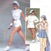 70s Vogue American Designer Pattern 1414 Anne Klein for Penfold Womens Tennis Jacket, Dress, T-shirt, Skirt, Briefs & Visor Size 12 Bust 34