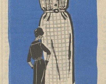 1950s Mail Order Pattern 4557 Misses Tucked Button Front Dress Half Size Vintage Sewing Pattern Bust 35