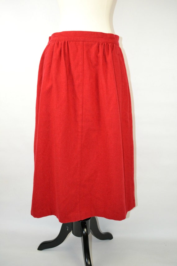 1980s Bright Lipstick Red Wool Blend Skirt by KrisVintageClothing