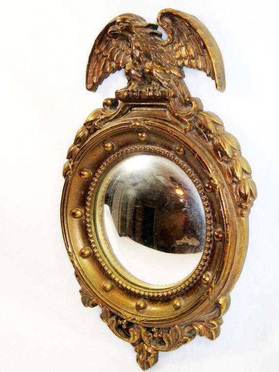 Vintage Syroco Eagle Convex Wall Mirror Round By Findingbrooke