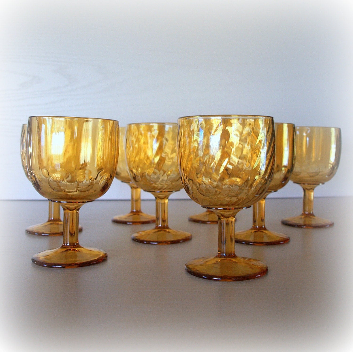 8 FOOTED BEER GLASSES / Vintage 1960s Glass by ACESFINDSVINTAGE