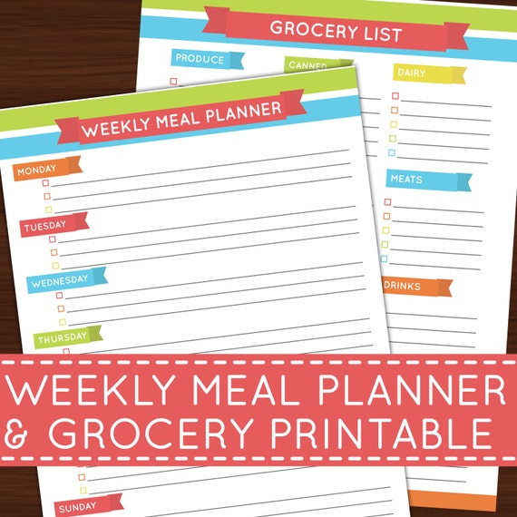 Items similar to Weekly Meal Planner / Grocery List Printable Insert ...