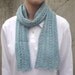 Seafoam Green Scarf, Baby Alpaca, Luxury Natural Fiber, Hand Knit, Short Thin Lace Scarflette, Office