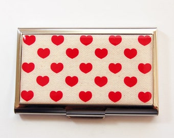 Heart card case, Business Card Case, Card case, business card holder, Red hearts, Valentine's Day (3596)