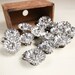 Vintage Tin Candle Holder clips, silver tone w/ scallop edge (set of 15)