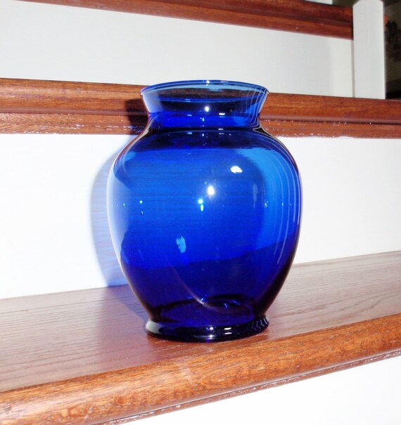 INDIANA COBALT VASE Ginger Jar Shape Blue Urn by GlassPalace